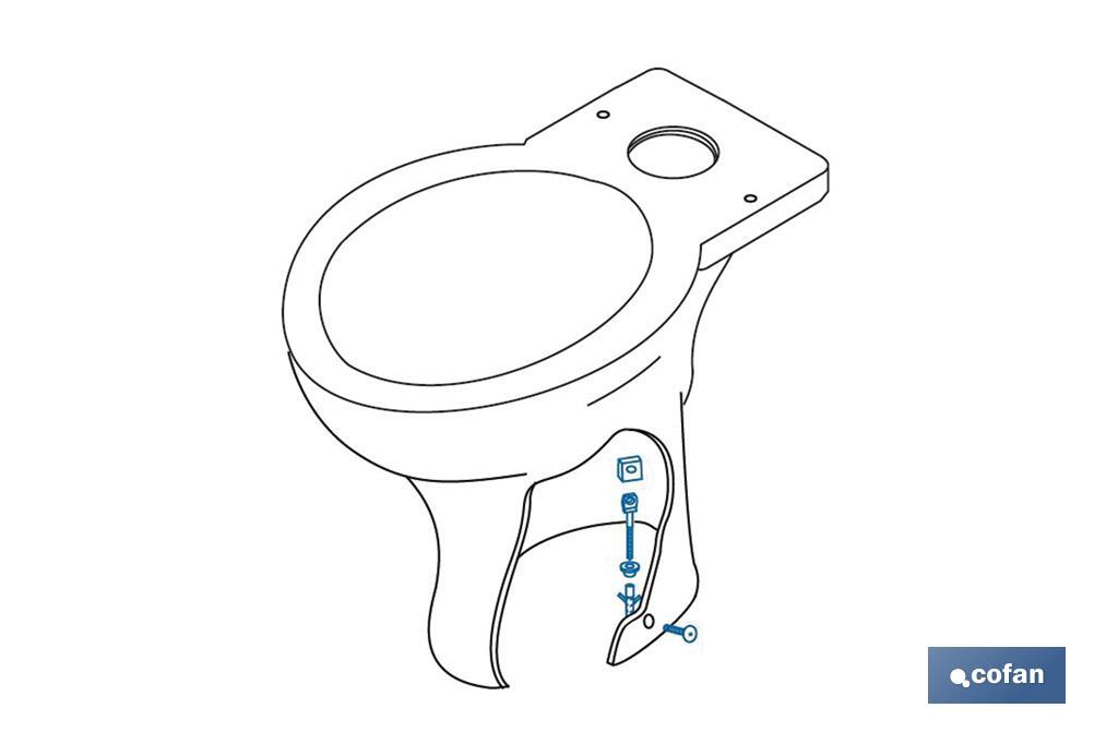 Set of Horizontal Screws | Toilet Fixing Screws | M5 x 75 | Set of Two Screws, Caps and Wall Plugs - Cofan