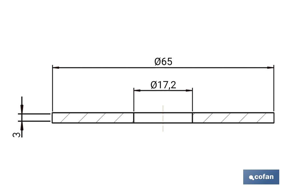 Borracha | Medidas: Ø17,2 x Ø65 x 3 mm | Para fechar o descarregador | Tubo estreito - Cofan