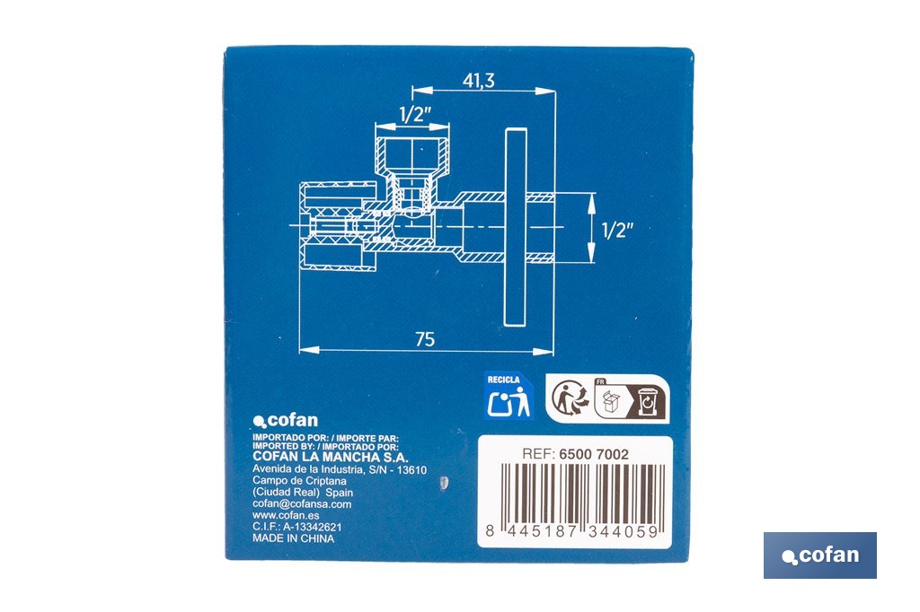 Set of 2 Angle Valves | Brass CW617N | 1/4 Turn Angle Valve - Cofan
