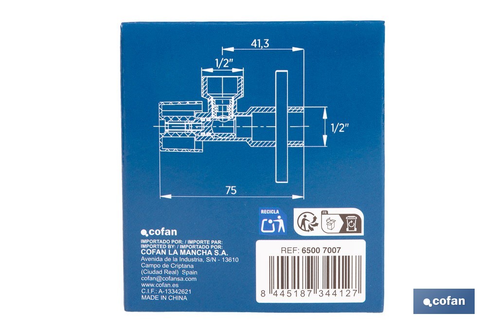 Set of 2 Angle Valves | Brass CW617N | 1/4 Turn Angle Valve - Cofan