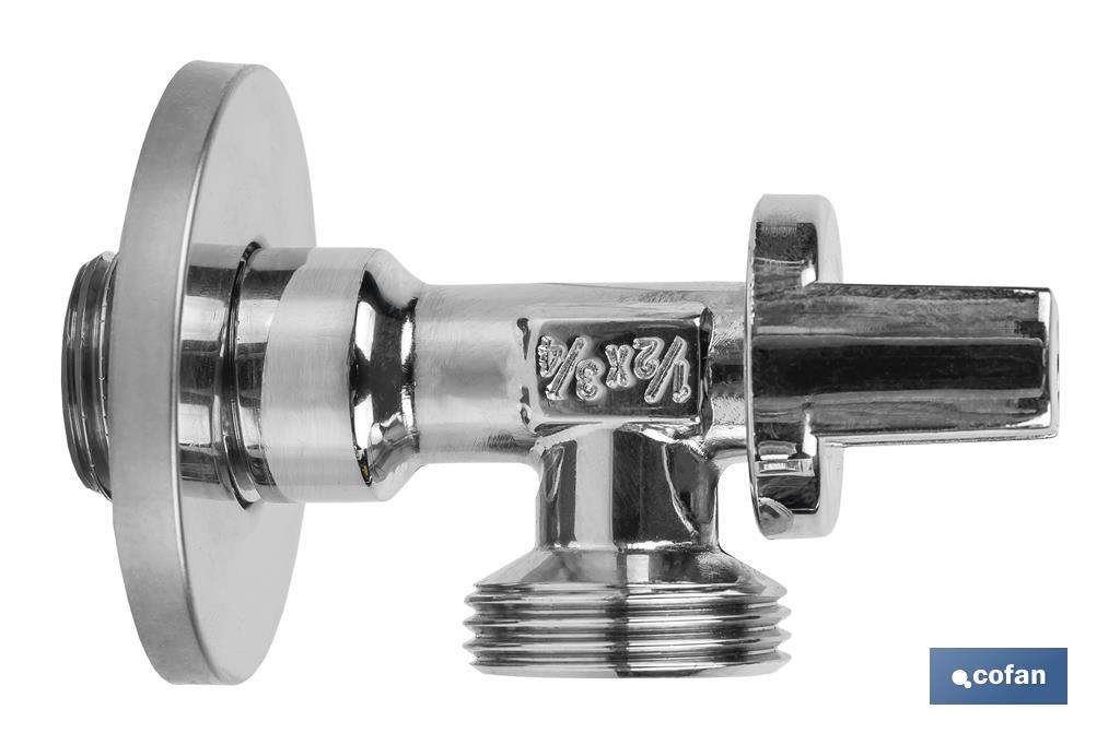 Válvula de Esquadria para máquina de lavar| Medidas: 1/2" x 3/4" | Fabricada em Latão CV617N | Fecho e Abertura 1/4 de Volta - Cofan