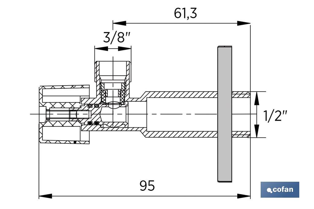 Set da 2 valvole a squadra | Dimensioni: 1/2" x 3/8" | Chiusura e apertura da 1/4 di giro | Realizzata in ottone CW617N - Cofan