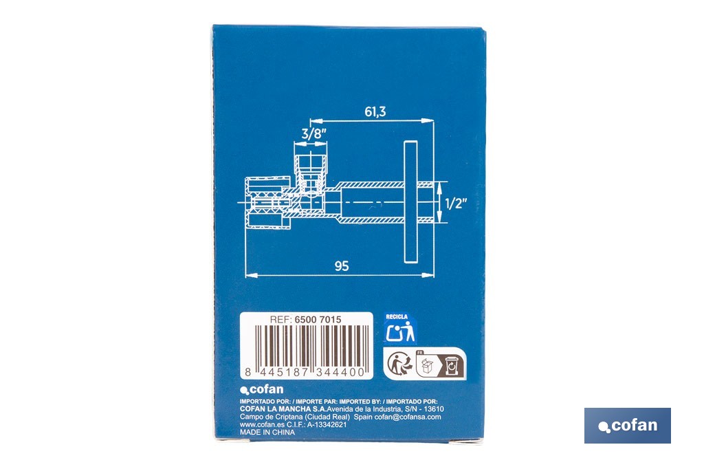 Kit de 2 Válvulas de Esquadria | Medidas: 1/2" x 3/8" Fecho e Abertura 1/4 de Volta | Fabricadas em Latão CW617N - Cofan