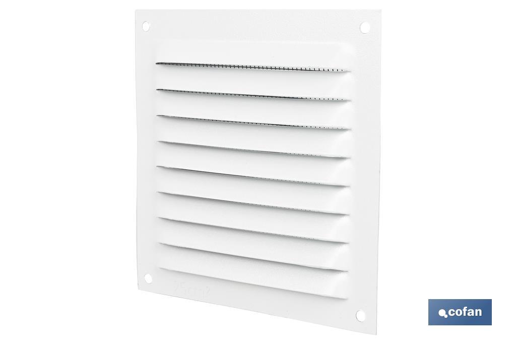 Ventilation grille with mosquito net | White aluminium | Available in various sizes - Cofan