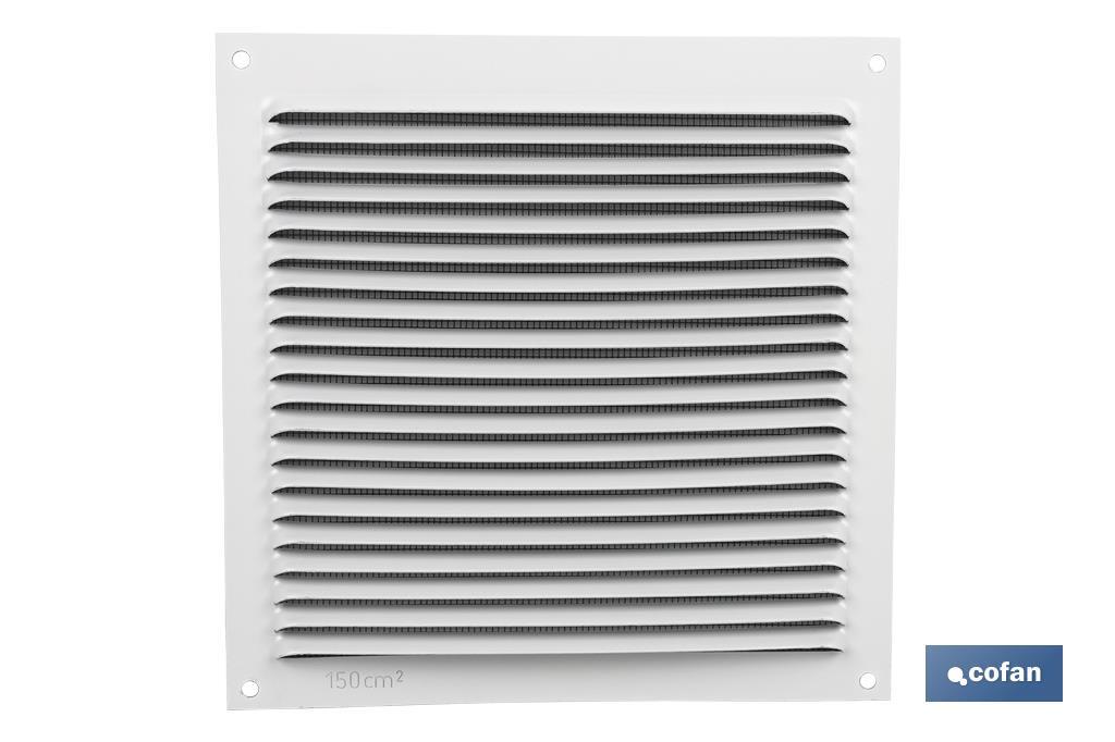 Ventilation grille with mosquito net | White aluminium | Available in various sizes - Cofan