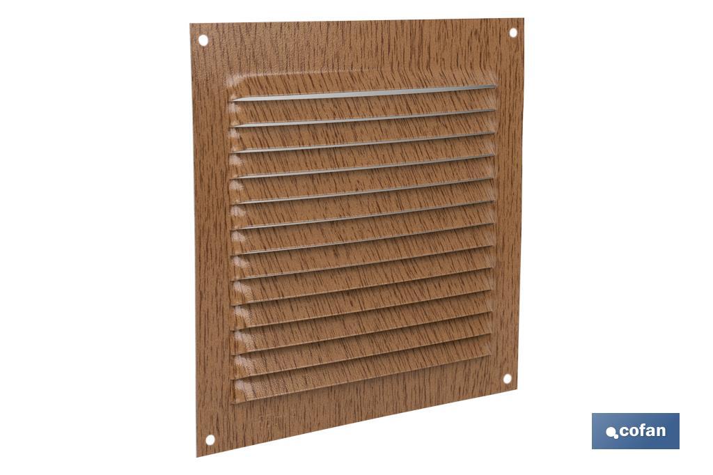 Ventilation grille | Wood coloured aluminium | Available with or without mosquito net - Cofan