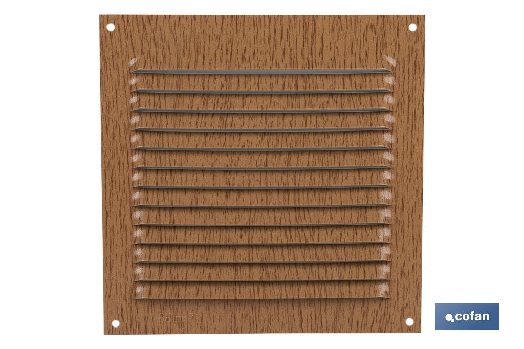 Ventilation grille | Wood coloured aluminium | Available with or without mosquito net - Cofan