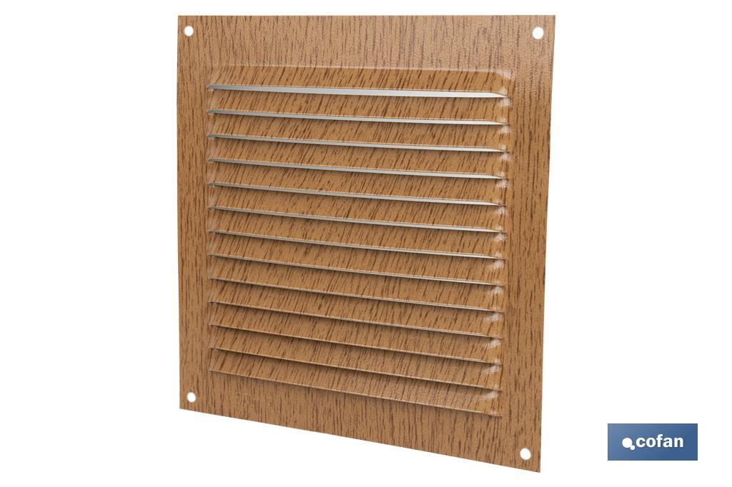 Ventilation grille | Wood coloured aluminium | Available with or without mosquito net - Cofan