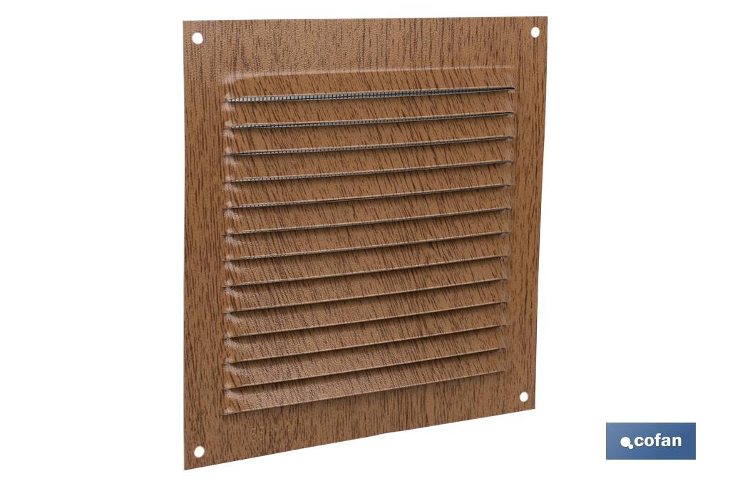 Ventilation grille | Wood coloured aluminium | Available with or without mosquito net - Cofan