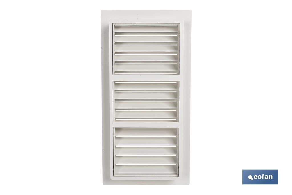 Rejilla ventilación regulable para encastrar ABS blanco 26x13,3 cm