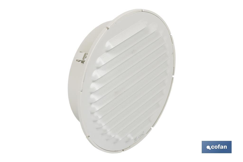 Flush mounting ventilation grille for pipe connection | White aluminium | Available in 2 sizes - Cofan