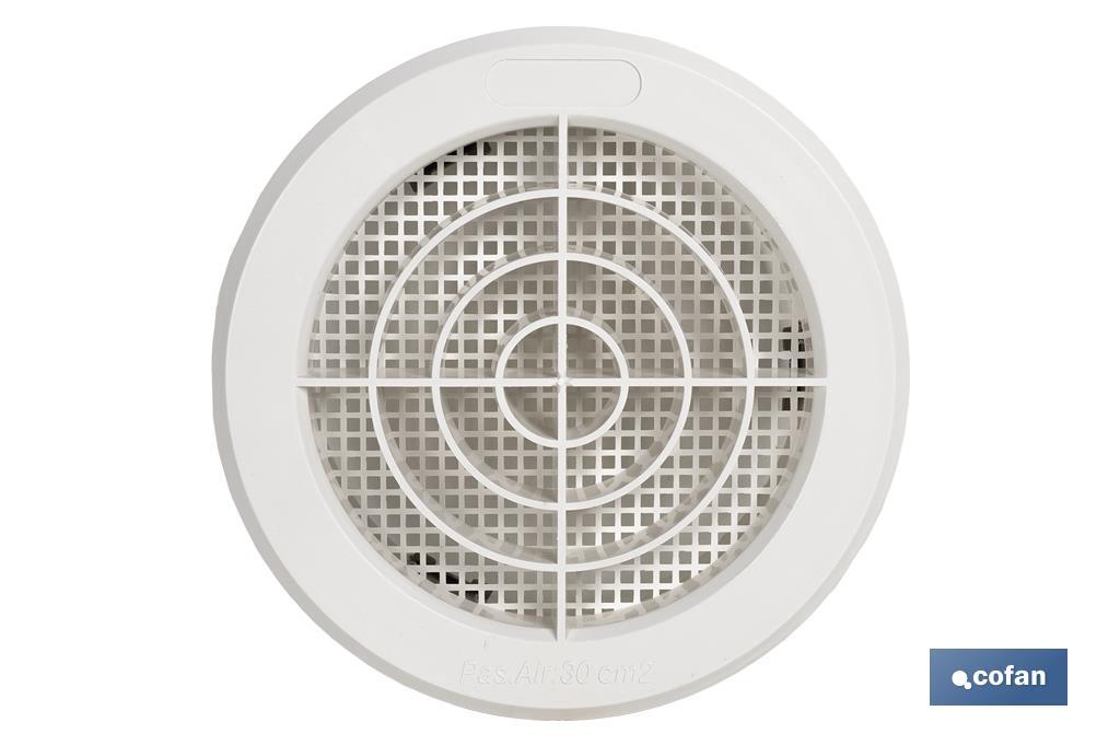 Flush mounting ventilation grille for pipe connection with clip | White ABS | Available in different diameters - Cofan