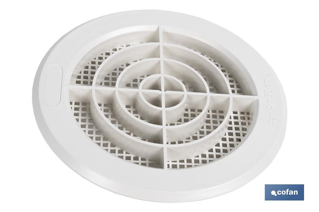 Flush mounting ventilation grille for pipe connection with clip | White ABS | Available in different diameters - Cofan