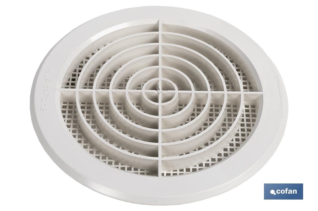 Flush mounting ventilation grille for pipe connection with clip | White ABS | Available in different diameters - Cofan