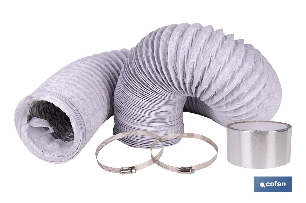 Tubo de evacuación extensible | Adecuado para secadora y aire acondicionado | Resistente hasta 150 °C | Disponible en diferentes medidas - Cofan