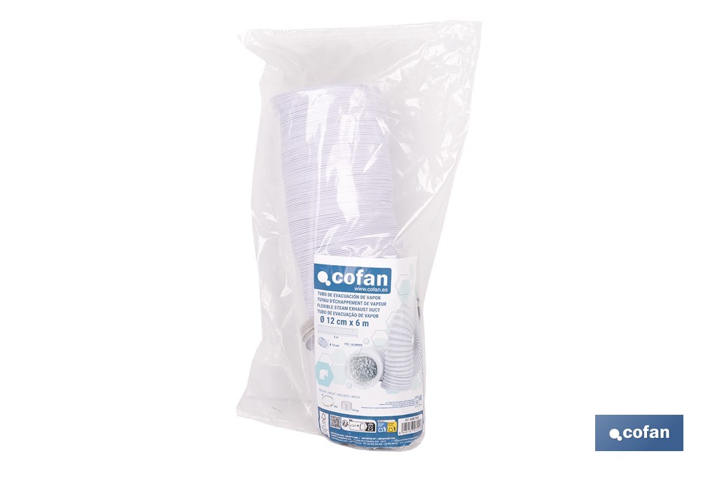 Tubo de evacuación extensible | Adecuado para secadora y aire acondicionado | Resistente hasta 150 °C | Disponible en diferentes medidas - Cofan