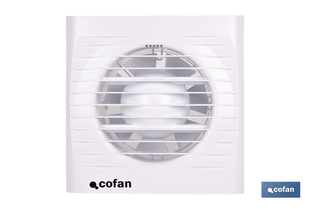 Extractor de aire axial con panel frontal y sistema antirretorno | Protección IP24, color blanco | Disponible en diferentes diámetros - Cofan