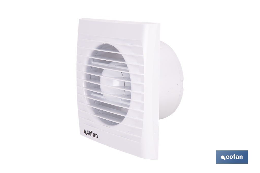 Extractor de aire axial con panel frontal y sistema antirretorno | Protección IP24, color blanco | Disponible en diferentes diámetros - Cofan