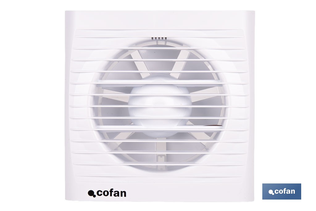 Extractor de aire axial con panel frontal y sistema antirretorno | Protección IP24, color blanco | Disponible en diferentes diámetros - Cofan