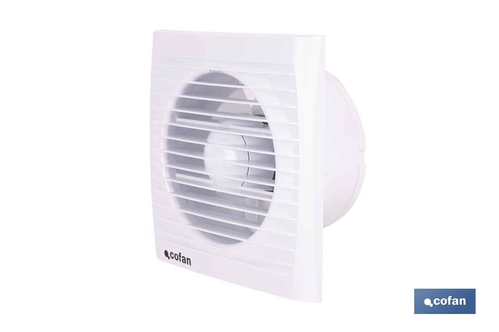 Extractor de aire axial con panel frontal y sistema antirretorno | Protección IP24, color blanco | Disponible en diferentes diámetros - Cofan