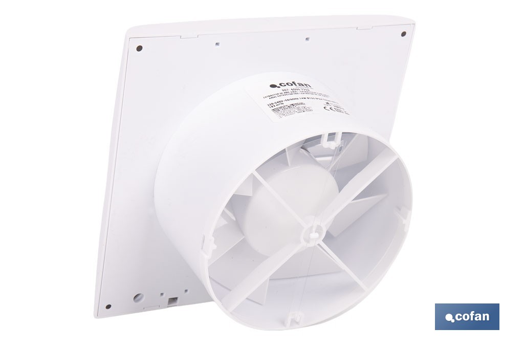 Extractor de aire axial con panel frontal y sistema antirretorno | Protección IP24, color blanco | Disponible en diferentes diámetros - Cofan