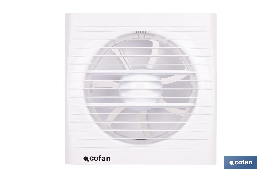 Extractor de aire axial con panel frontal y sistema antirretorno | Protección IP24, color blanco | Disponible en diferentes diámetros - Cofan