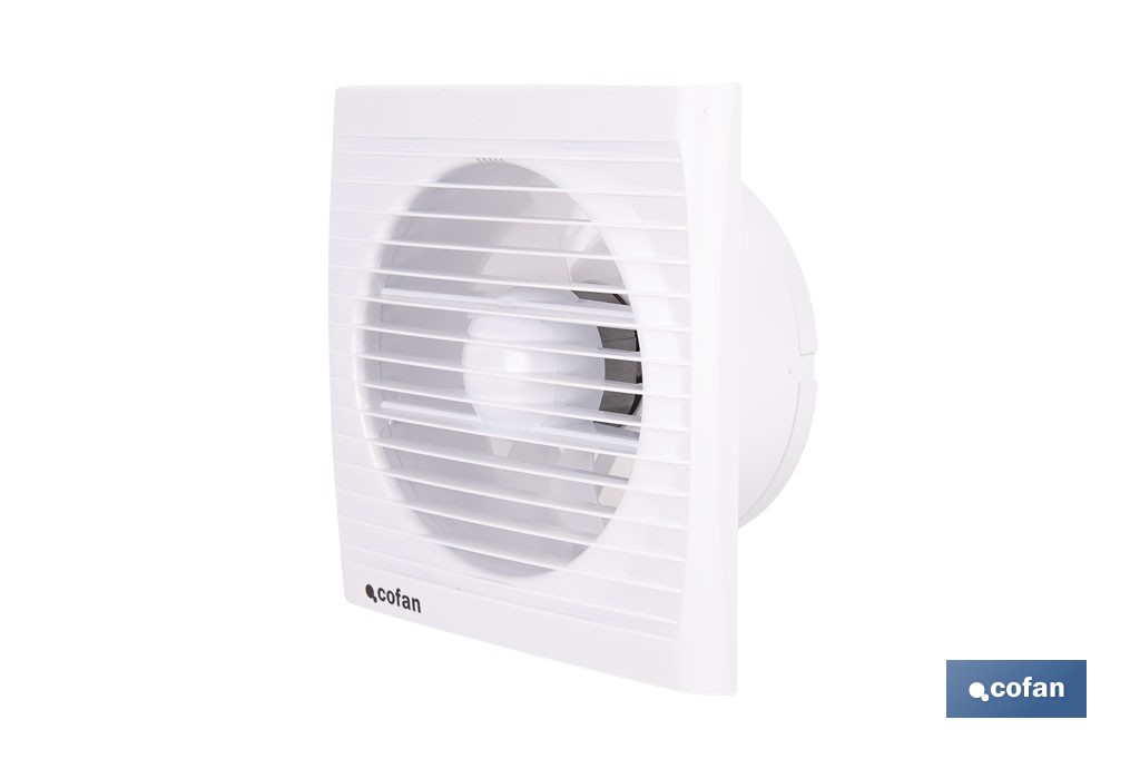Extractor de aire axial con panel frontal y sistema antirretorno | Protección IP24, color blanco | Disponible en diferentes diámetros - Cofan