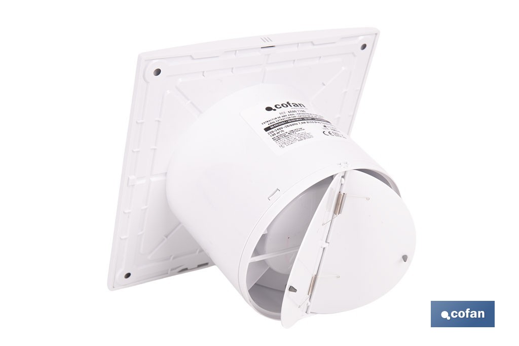 Extractor de aire axial silencioso | Con panel frontal fino y antirretorno | Protección IP45 | Disponible en diferentes diámetros - Cofan
