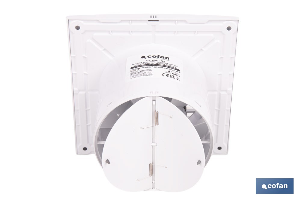 Extractor de aire axial silencioso | Con panel frontal fino y antirretorno | Protección IP45 | Disponible en diferentes diámetros - Cofan