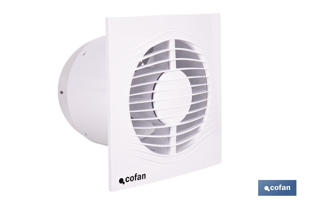 Extractor de aire axial silencioso | Con panel frontal fino y antirretorno | Protección IP45 | Disponible en diferentes diámetros - Cofan