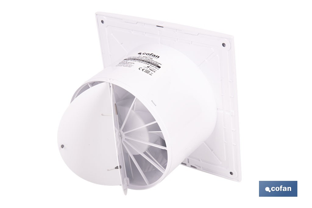 Extractor de aire axial silencioso | Con panel frontal fino y antirretorno | Protección IP45 | Disponible en diferentes diámetros - Cofan