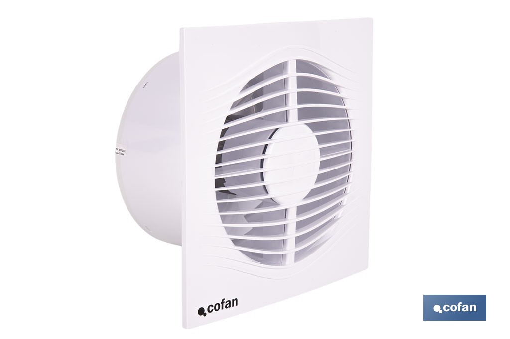 Extractor de aire axial silencioso | Con panel frontal fino y antirretorno | Protección IP45 | Disponible en diferentes diámetros - Cofan