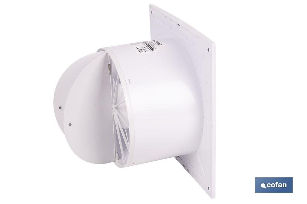 Extractor de aire axial silencioso | Con panel frontal fino y antirretorno | Protección IP45 | Disponible en diferentes diámetros - Cofan