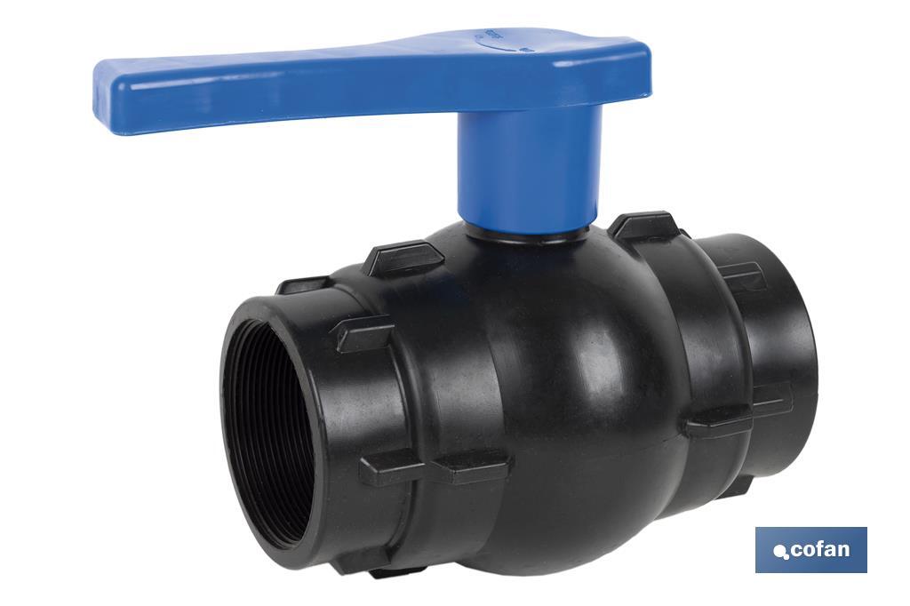 PP ball valve with F-F thread PN16 | Available in different sizes - Cofan