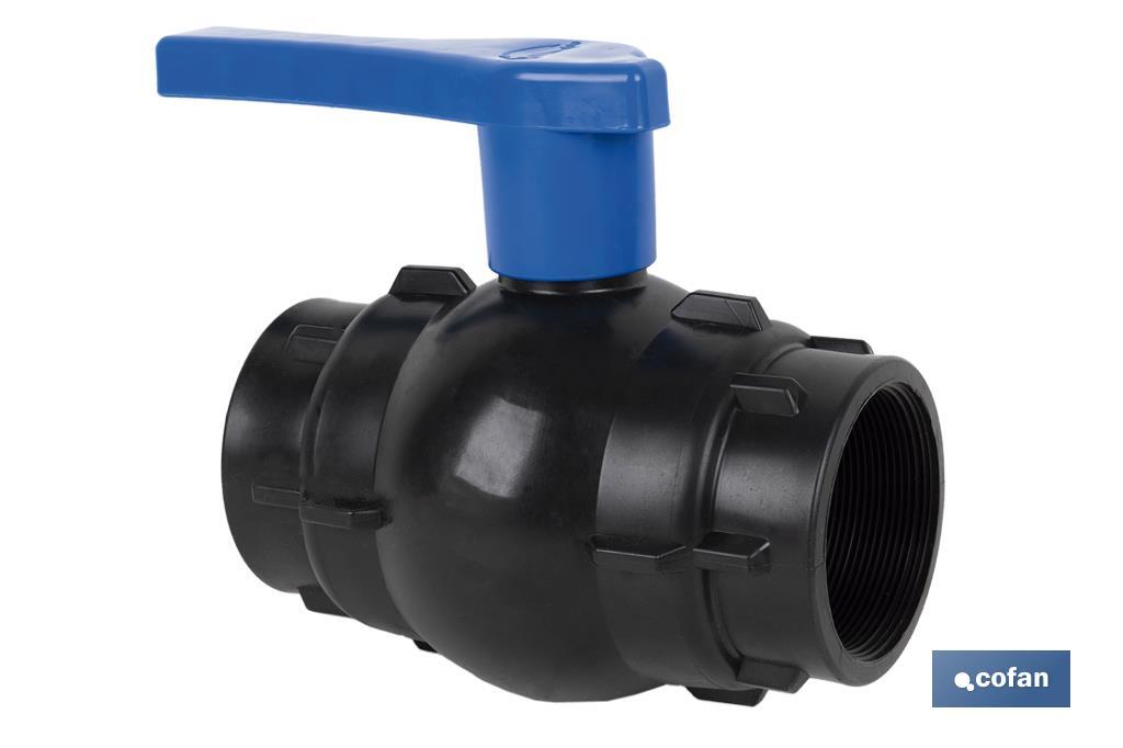 PP ball valve with F-F thread PN16 | Available in different sizes - Cofan