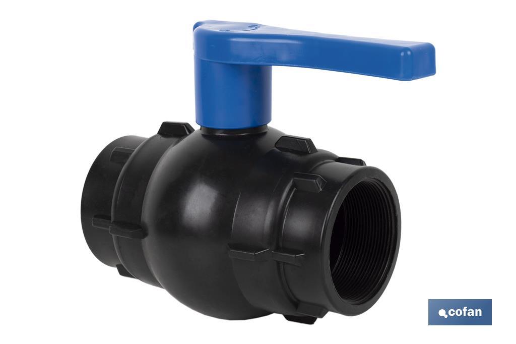 PP ball valve with F-F thread PN16 | Available in different sizes - Cofan