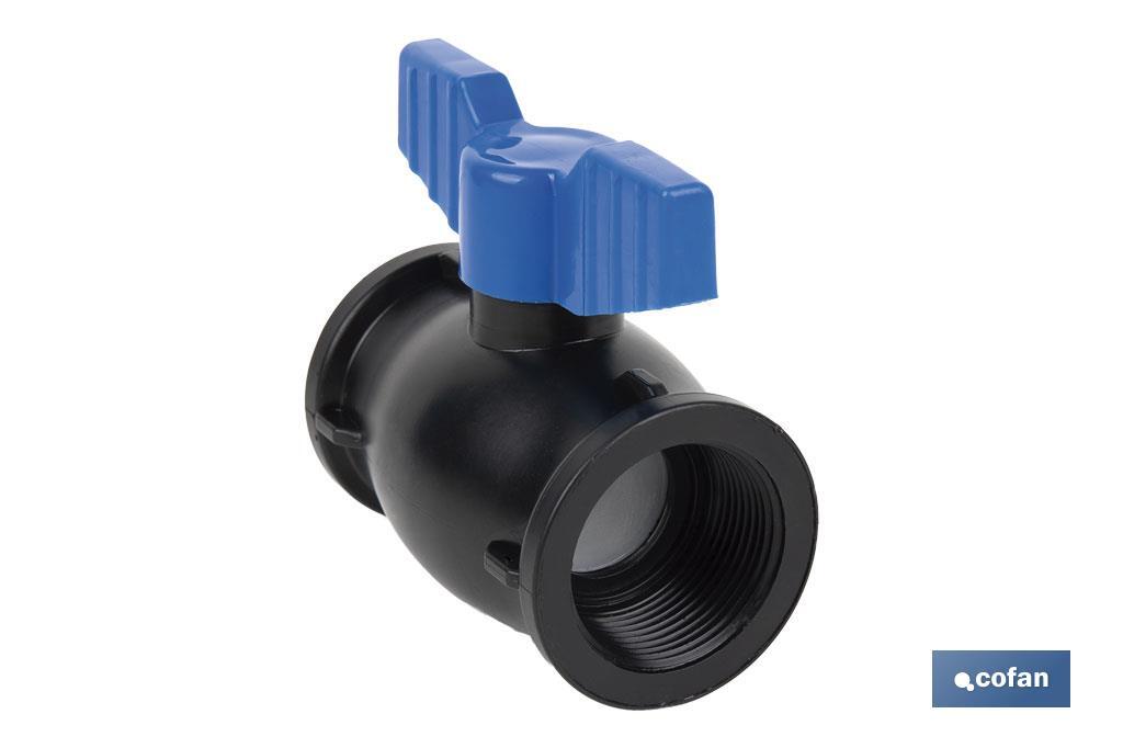 PP ball valve with F-F thread PN16 | Available in different sizes - Cofan