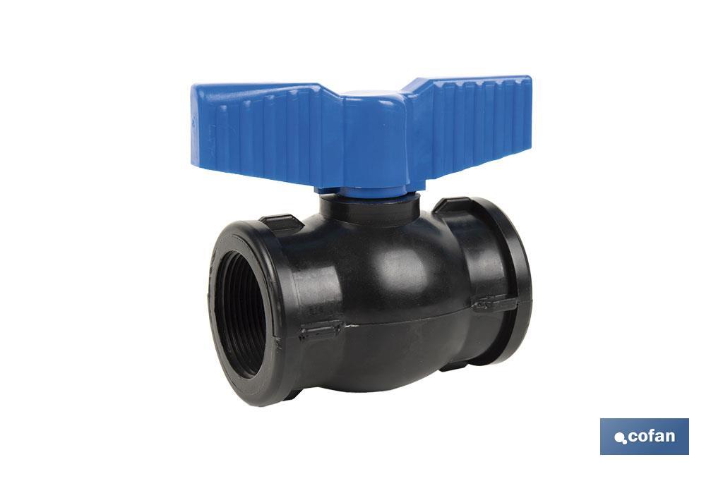 PP ball valve with F-F thread PN16 | Available in different sizes - Cofan