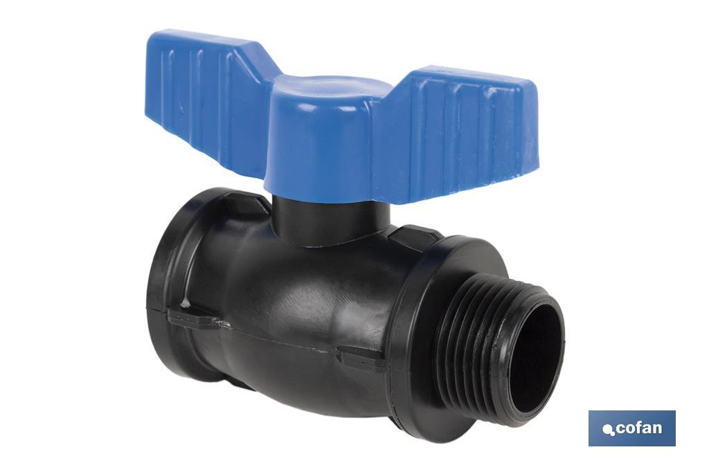 PP ball valve with M-F thread PN16 | Available in different sizes - Cofan