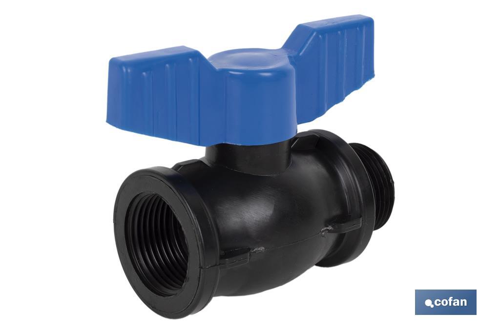 PP ball valve with M-F thread PN16 | Available in different sizes - Cofan