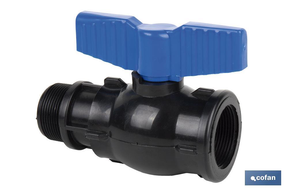 PP ball valve with M-F thread PN16 | Available in different sizes - Cofan