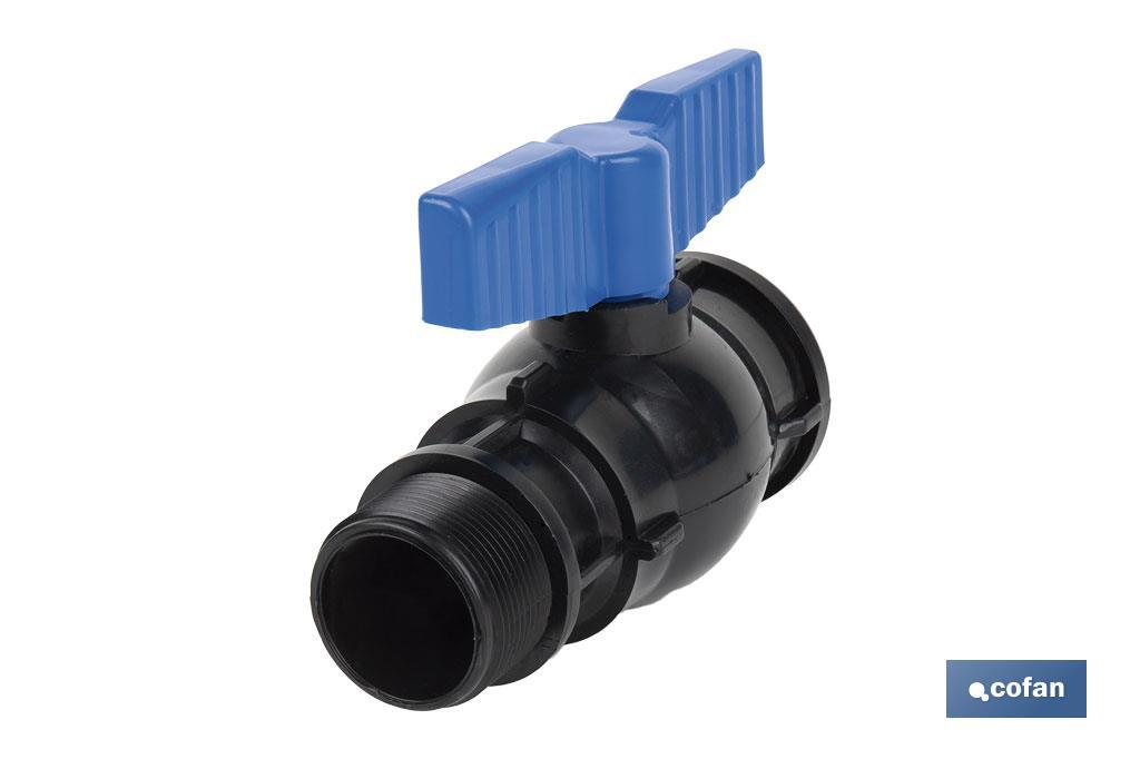 PP ball valve with M-F thread PN16 | Available in different sizes - Cofan