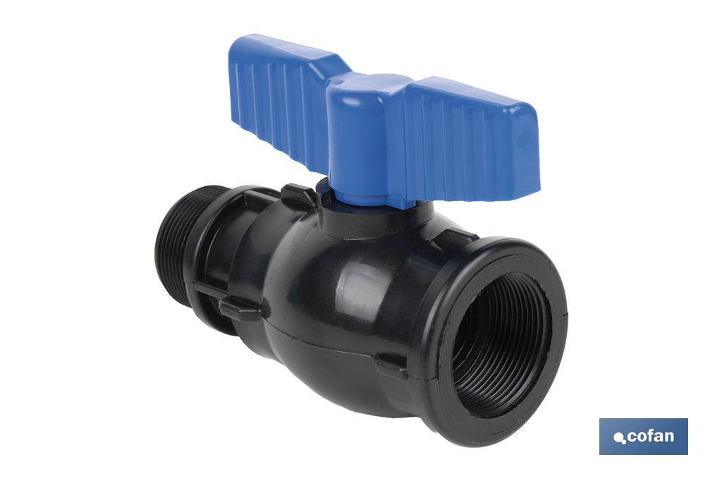 PP ball valve with M-F thread PN16 | Available in different sizes - Cofan