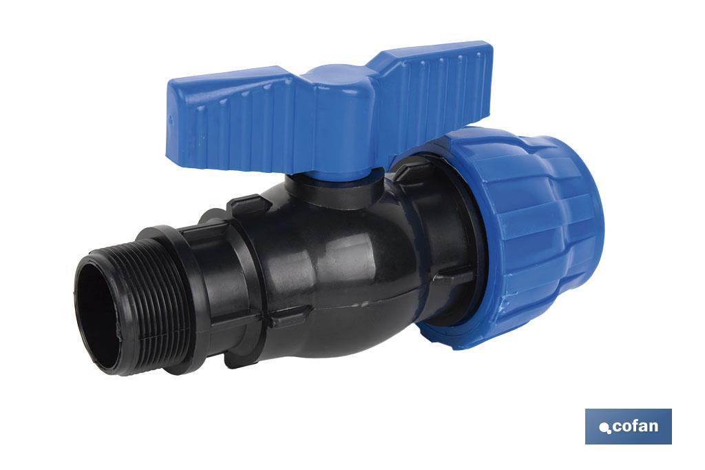 PP ball valve coupling | Male thread PN16 | Available in different threads - Cofan