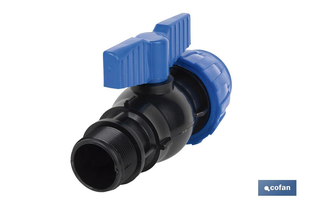 PP ball valve coupling | Male thread PN16 | Available in different threads - Cofan
