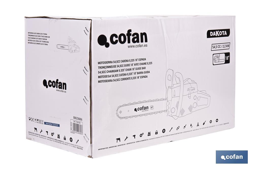Moto-serra Modelo Dakota | Motor 54CC | Corrente 0,325 | Espada 18" - Cofan
