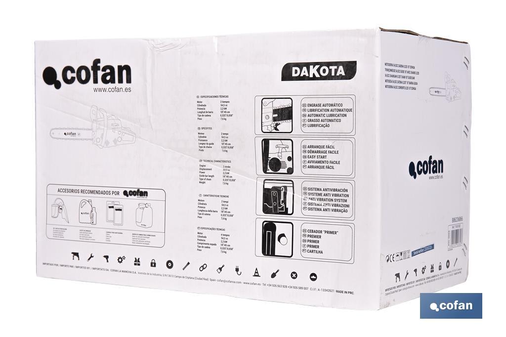 Moto-serra Modelo Dakota | Motor 54CC | Corrente 0,325 | Espada 18" - Cofan
