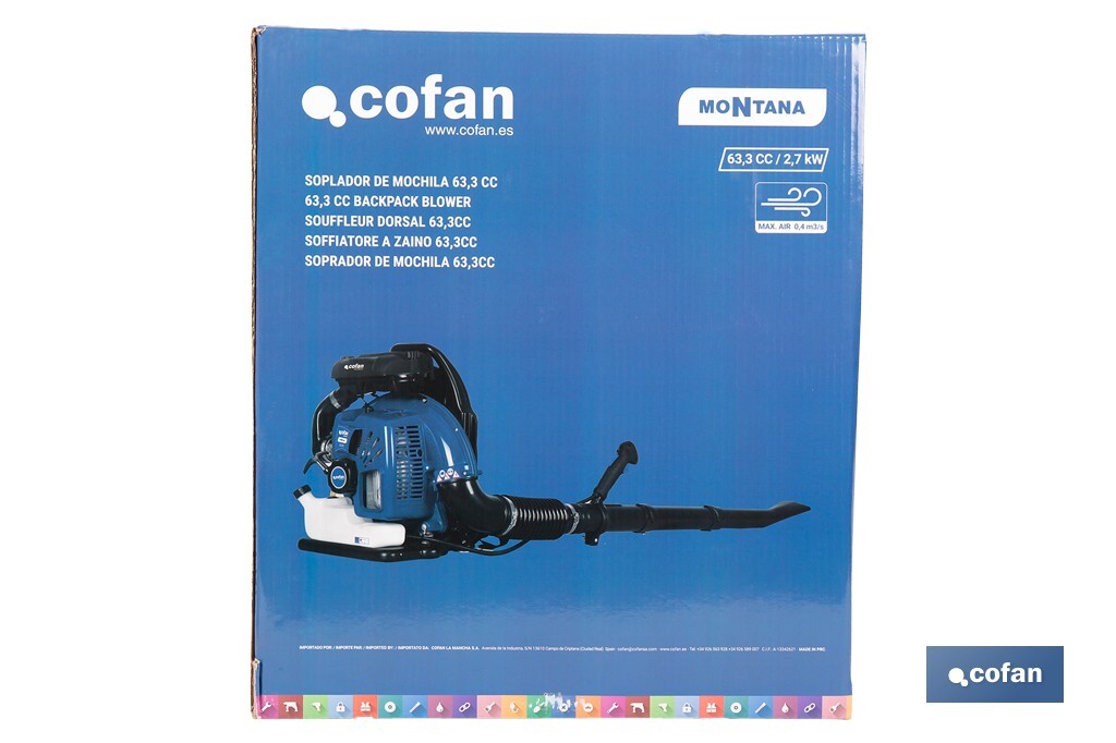 Soprador de Costas | Modelo Montana | Motor 63,3CC - Cofan