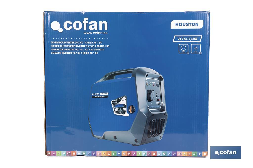 Generador inverter de gasolina de 79,7 cc | Motor de 4 tiempos OHV | Generador inverter portátil | Máxima potencia: 2 kVA - Cofan
