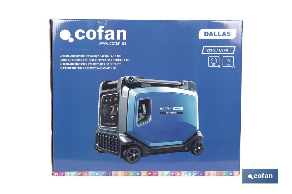 Generador inverter de gasolina de 223 cc | Motor de 4 tiempos | Generador inverter portátil | Máxima potencia: 3,8 kVA - Cofan